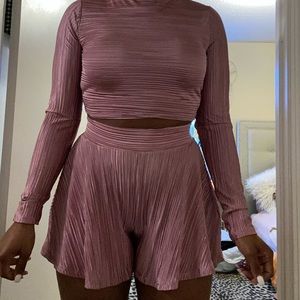 two piece metallic outfit